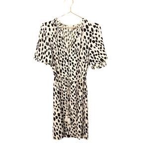 A New Day Spotted Animal Print V-Neck Dress - Size Small